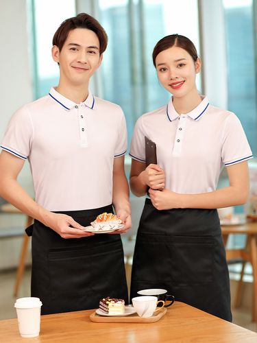 夏季餐飲工作服t恤男酒店服務(wù)員女燒烤快餐火鍋店ktv定制印logo字